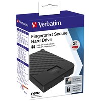 דיסק קשיח חיצוני Verbatim Fingerprint secure HDD 2.5 inch 2TB USB3.1 GEN1 53651