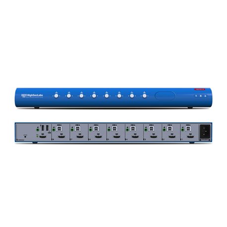 HSL SK81P-MM Secure Compact 8-Port DP Host to HDMI Console Video KVM Switch + Cables + RS232