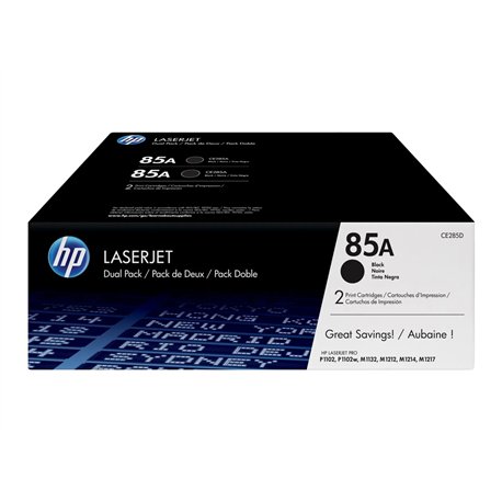 זוג טונרים מקורי למדפסת HP 85A 2-pack Black Original LaserJet Toner Cartridges CE285AF