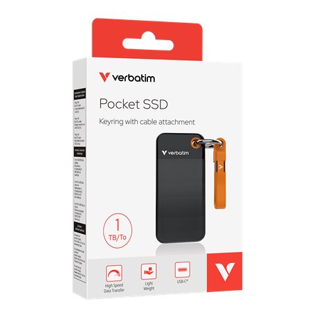 דיסק קשיח חיצוני Verbatim Pocket SSD USB 3.2 Gen 2 1TB Black/Orange 32193