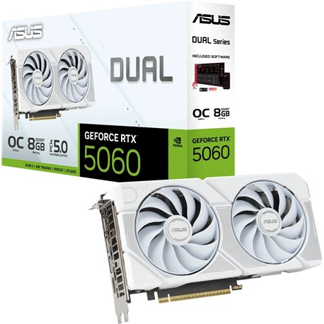 כרטיס מסך Asus Dual GeForce RTX 5060 White OC Edition - WHITE - 8GB GDDR7 - 90YV0N15-M0NA00